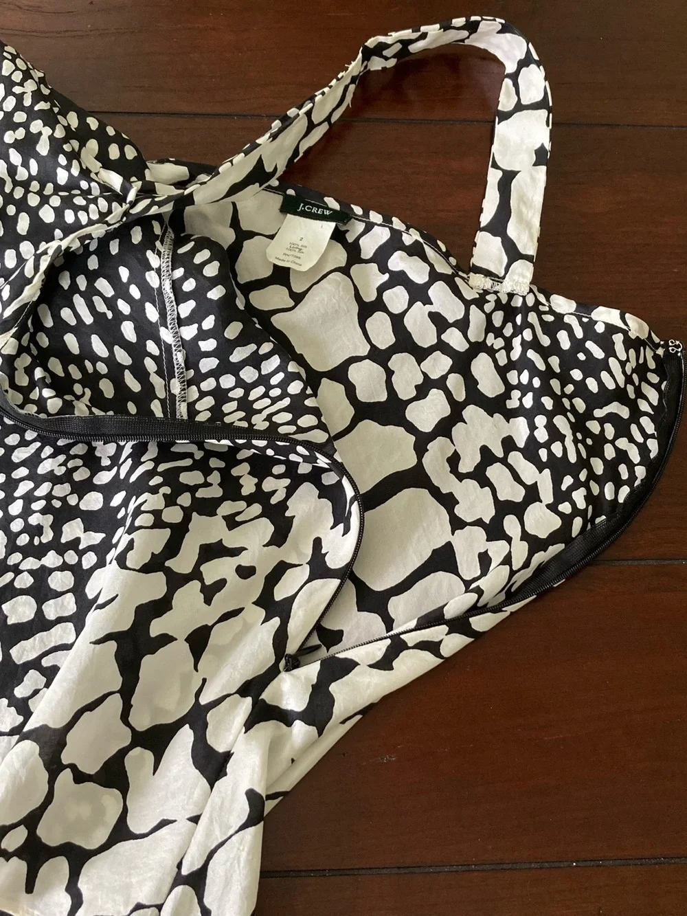 J. Crew Silk Black & White Tie-Front Camisole